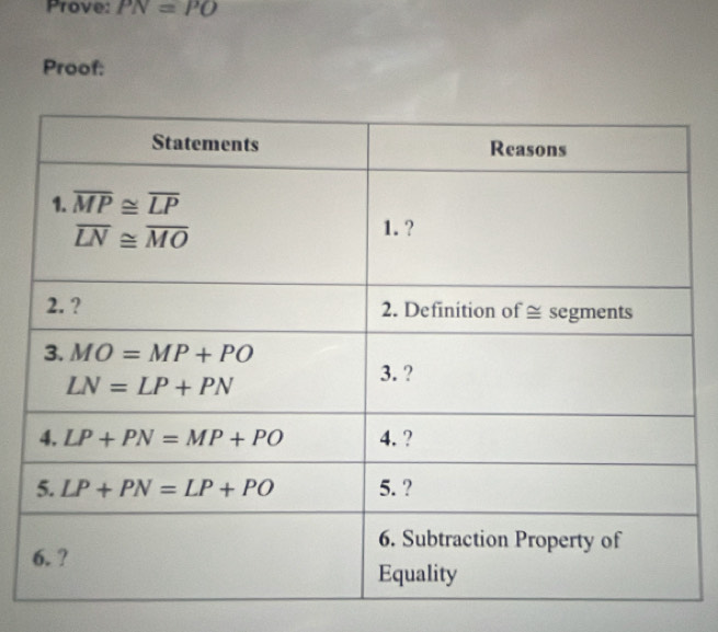 Prove: PN=PO
Proof: