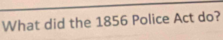 What did the 1856 Police Act do?