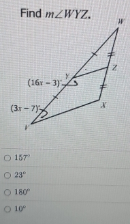 Find
157°
23°
180°
10°