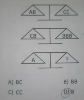 AB
cC
_
CB BBB
_
A) BC B) BB
C) CC D) B