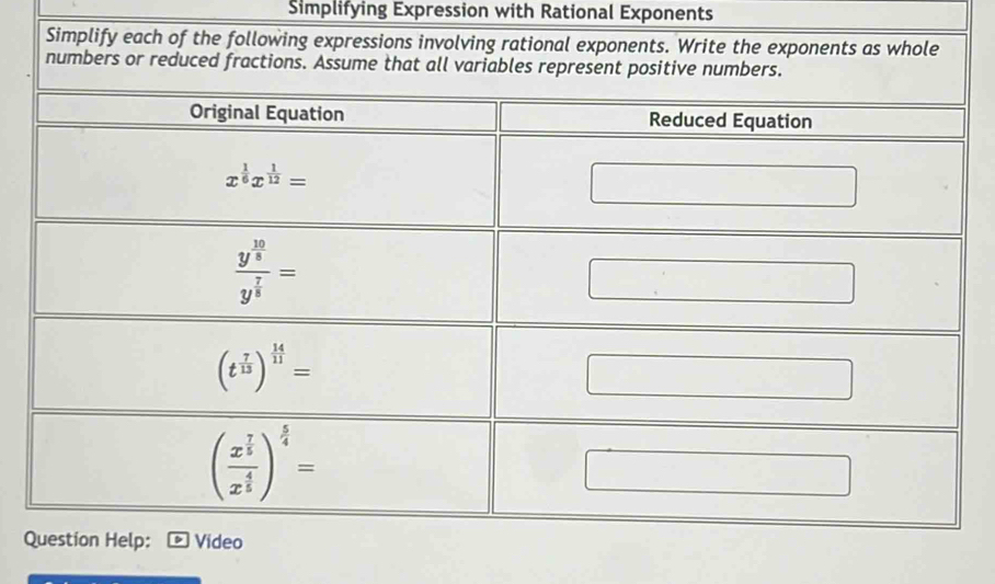 Simplifying Expression with Rational Exponents
Q