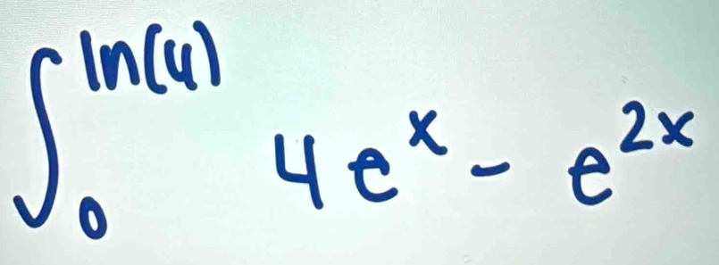 ∈t _0^((ln (4))4e^x)-e^(2x)