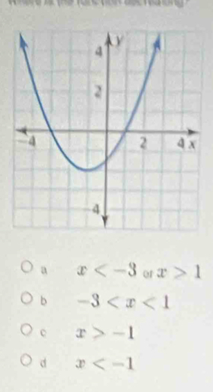 a x or x>1
b -3
c x>-1
d x