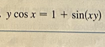 ycos x=1+sin (xy)