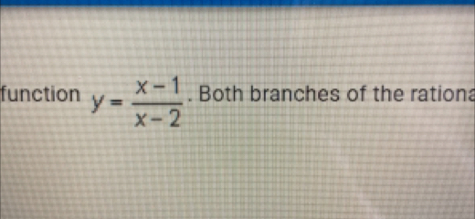 function y= (x-1)/x-2 . Both branches of the rationa