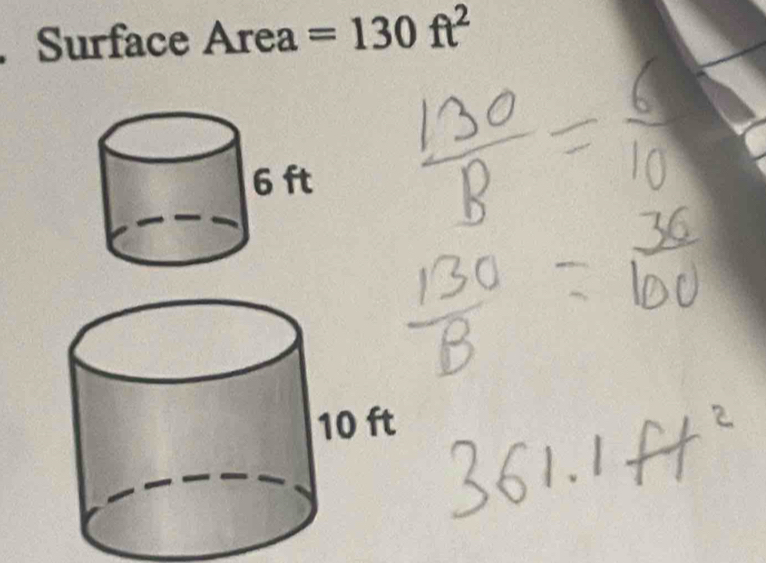 Surface Area =130ft^2