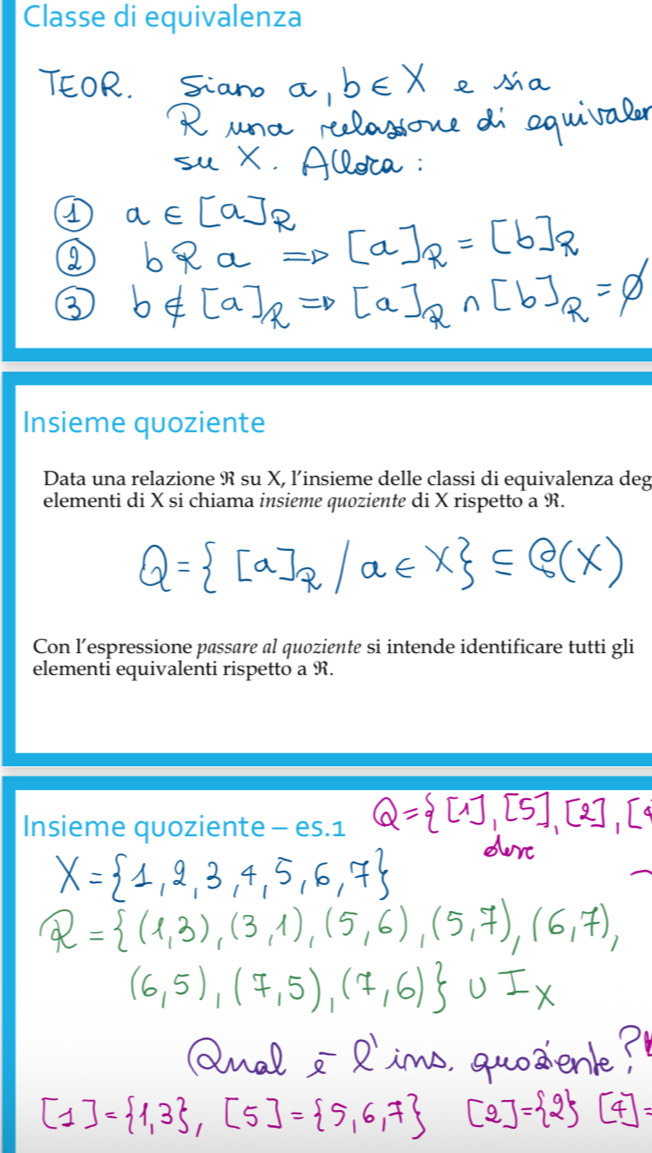 Risolto:Classe di equivalenza Insieme quoziente Data una relazione R su ...