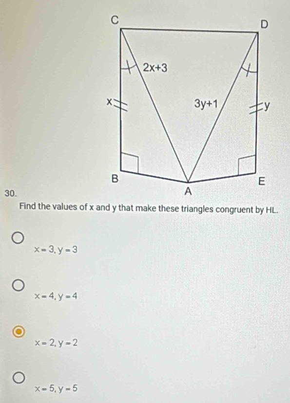 x=3,y=3
x=4,y=4
x=2,y=2
x=5,y=5