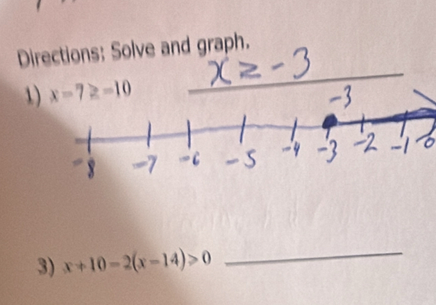 Ds: Solve and graph.
1
3) x+10-2(x-14)>0
_