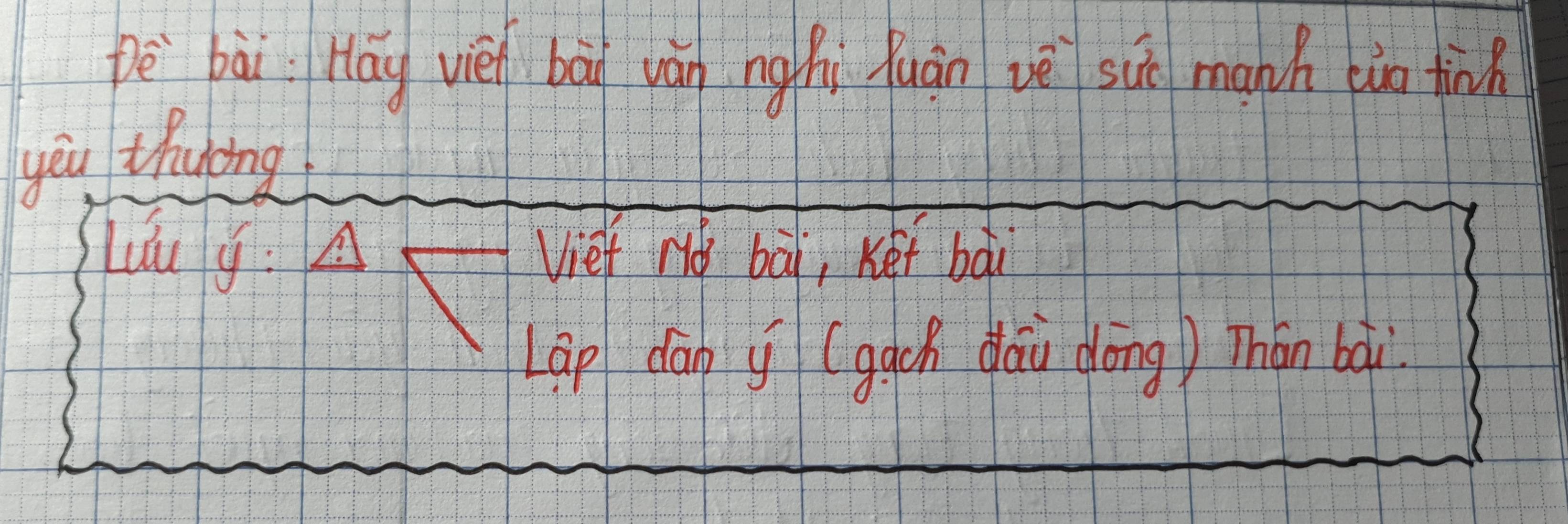 pè bài Hág vè bài ván ng hi uán vè su manh bin finh 
yēu thuing 
Luu y : A Viet no bāi, Ket bà 
Lap dan y (gach dáu dōng) Thán bài