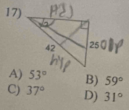 A)
B) 59°
C) 37°
D) 31°