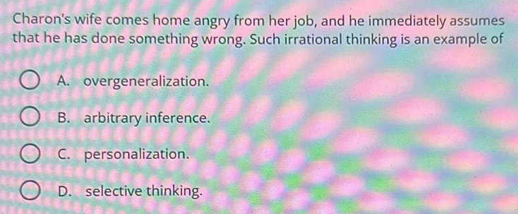 Solved: Charon’s wife comes home angry from her job, and he immediately ...