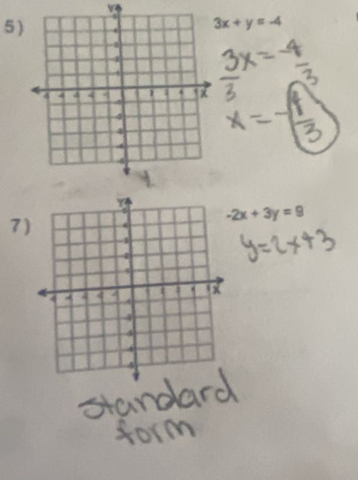 5 ) 3x+y=-4
7)
-2x+3y=9