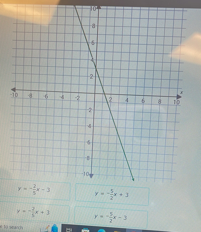 10
y=- 2/5 x+3
y=- 5/2 x-3
e to search