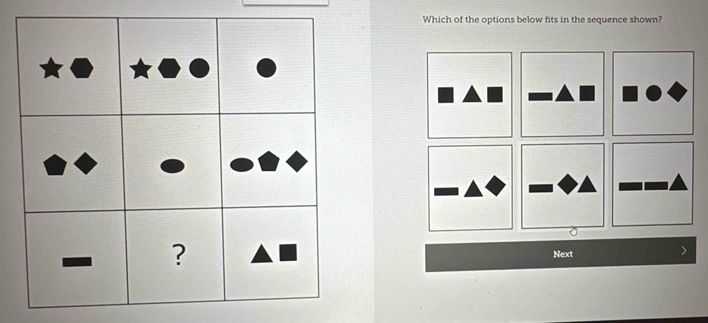 Which of the options below fits in the sequence shown?