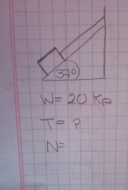 W=20kp
T= ?
N=