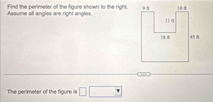 Solved: Find the perimeter of the figure shown to the right. Assume all ...