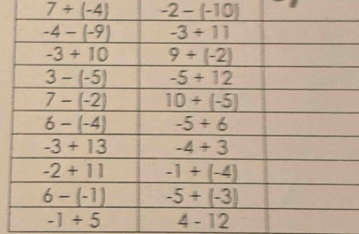 7+(-4) -2-(-10)