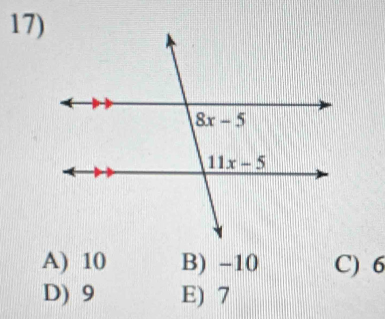 A) 10 B) -10 C) 6
D) 9 E) 7