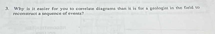 Why is it easier for you to correlate diagrams than it is for a geologist in the field to 
reconstruct a sequence of events?