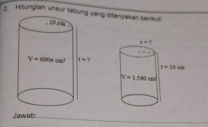 Hitunglah unsur tabuang ditanyakan berikut!
Jawab:_