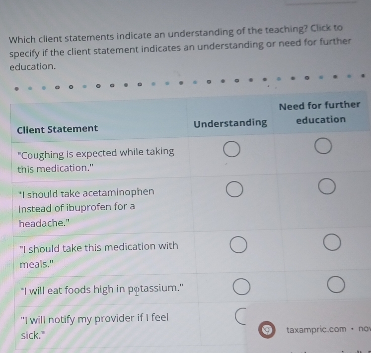 Solved: Which client statements indicate an understanding of the ...