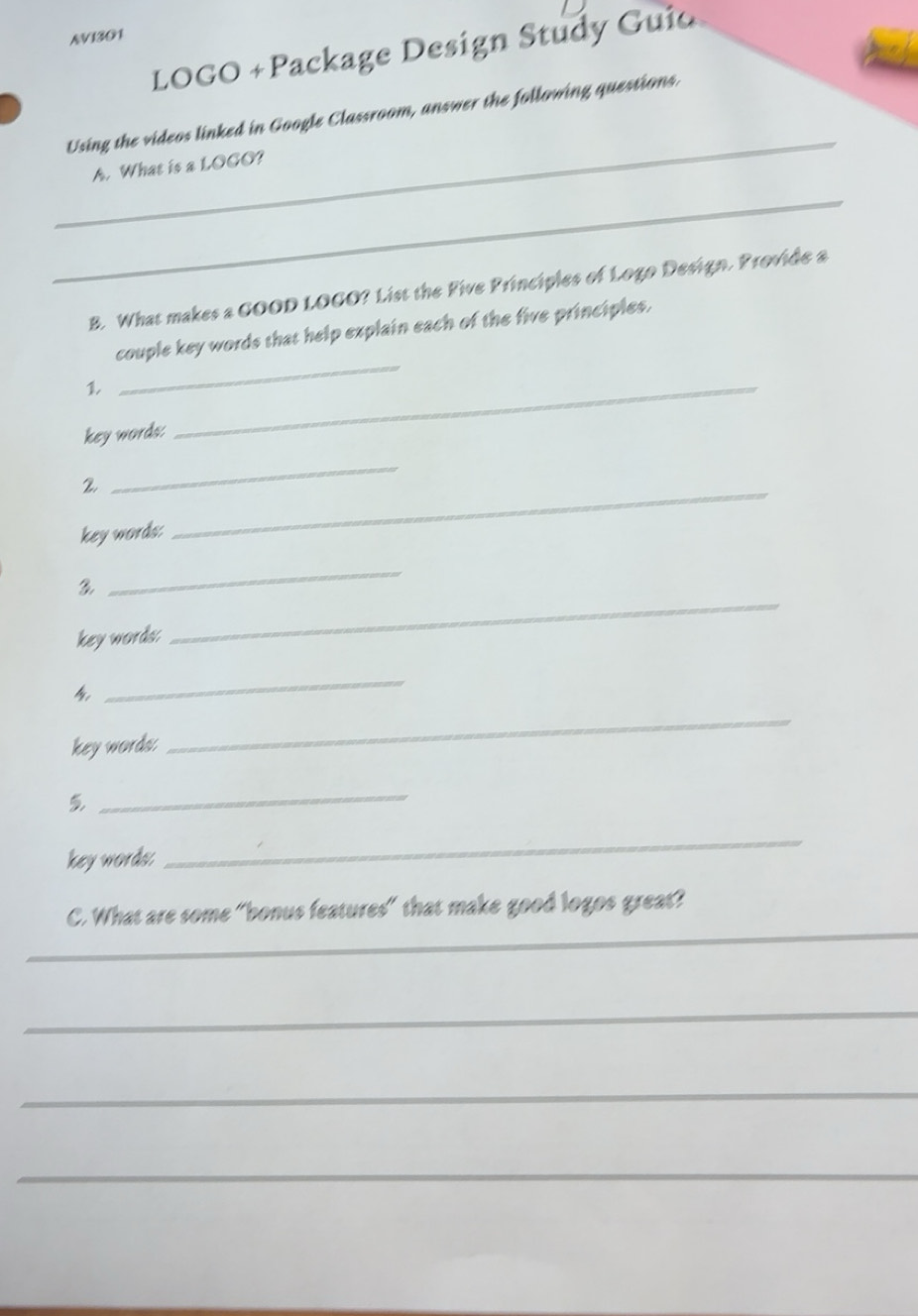 Gelöst:AVI3O1 LOGO +Package Design Study Guio _ Using the videos linked ...