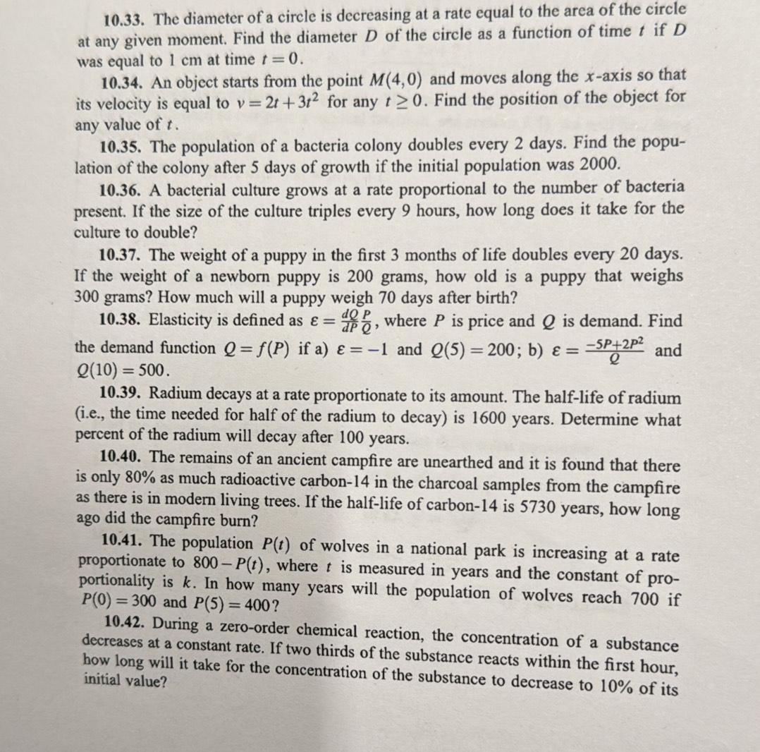Solved: The diameter of a circle is decreasing at a rate equal to the ...