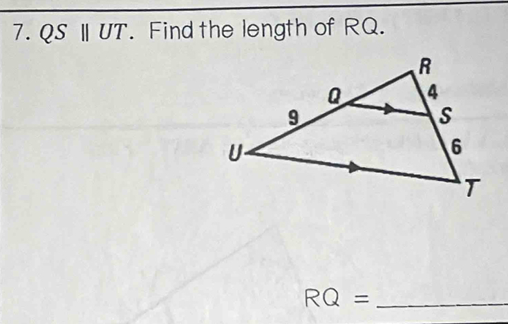 QSparallel UT Find the length of RQ.
RQ= _