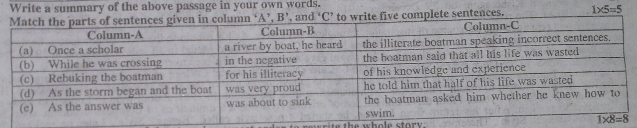 Write a summary of the above passage in your own words.
plete sentences.
1* 5=5