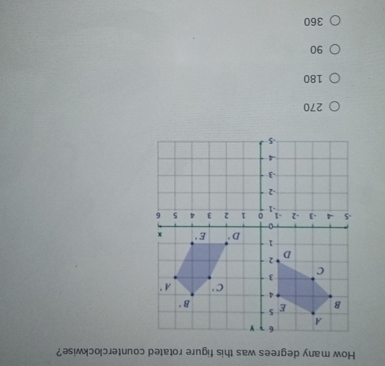 How many degrees was this figure rotated counterclockwise?
270
180
90
360