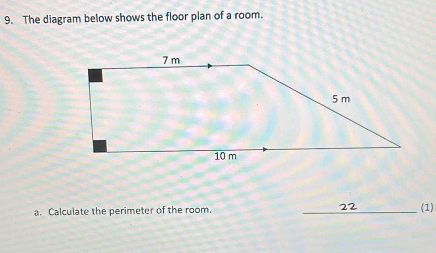 Solved: The diagram below shows the floor plan of a room. a. Calculate ...
