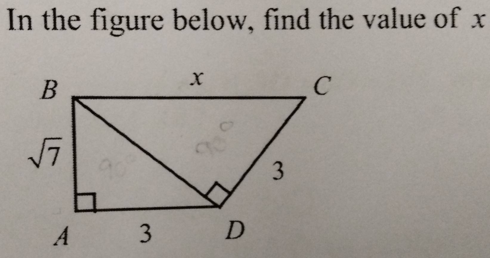 In the figure below, find the value of x