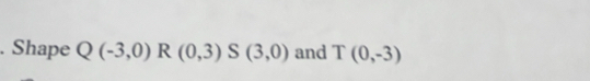 Shape Q(-3,0)R(0,3) S(3,0) and T(0,-3)