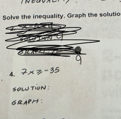 Solve the inequality. Graph the solutio 
4.