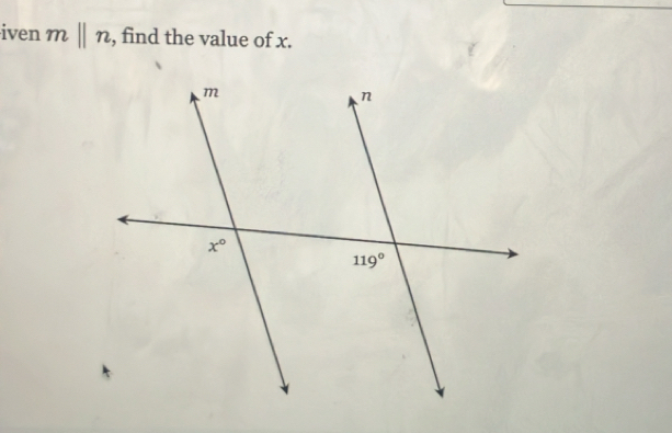 iven mparallel n , find the value of x.