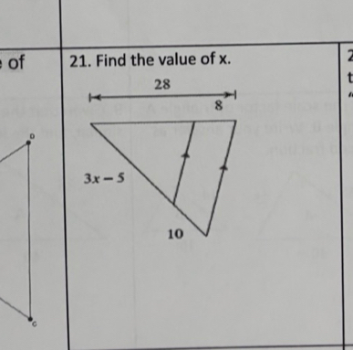 of 21. Find the value of x.
1