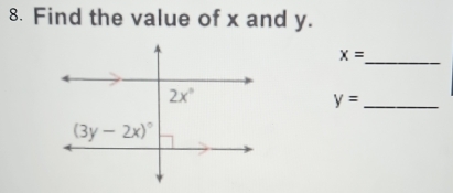 Find the value of x and y.
x=
_
y= _