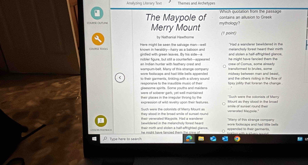 Solved: Analyzing Literary Text Themes and Archetypes Which quotation ...
