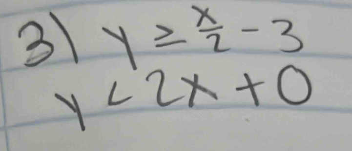 3 y≥slant  x/2 -3
y<2x+0