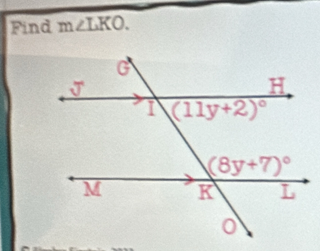 Find m∠ LKO.