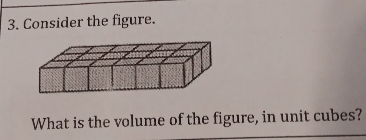 Consider the figure. 
What is the volume of the figure, in unit cubes?