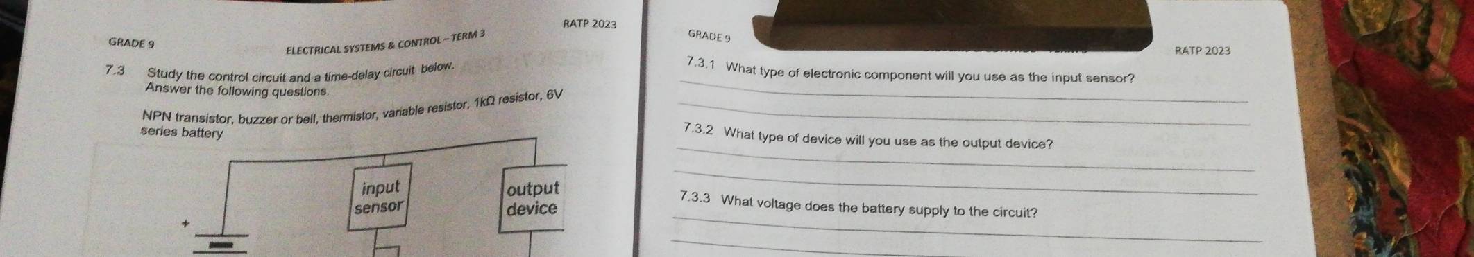 Solved: RATP 2023 GRADE 9 ELECTRICAL SYSTEMS & CONTROL ~ TERM 3 GRADE 9 ...