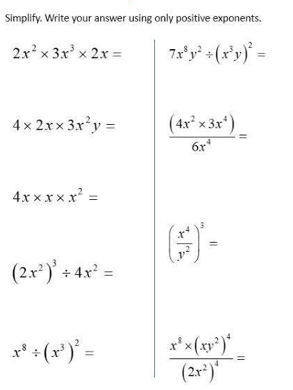 Simplify. Write your answer using only positive exponents.