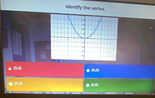 Identify the vertex
(5,5)
(0,0)
(0,5)
(5,0)