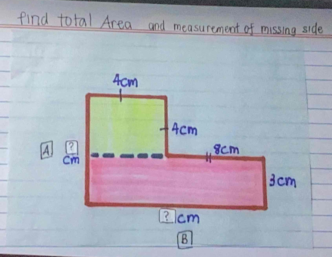 find total Area and measurement of missing side