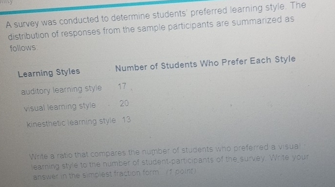Solved: iy A survey was conducted to determine students' preferred ...