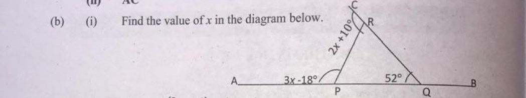 (1)
C
(b) (i) Find the value of x
P
Q