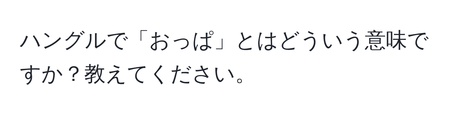 ハングルで「おっぱ」とはどういう意味ですか？教えてください。