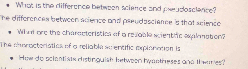 Solved: What is the difference between science and pseudoscience? The ...